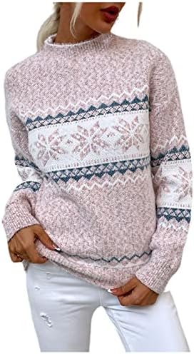 Camisolas Batwing feminino Knitwear Christmas Snowflakes Sweater Sweater Sweater