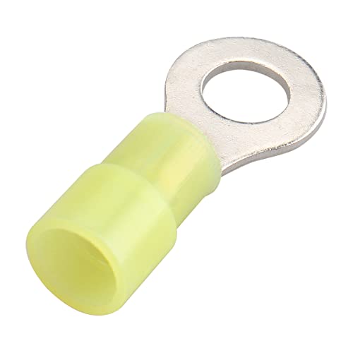 Terminais de anel isolados de nylon baomain 12-10 AWG USA 1/4 '' Tamanho de Stud 0,24 '' rnyb5.5-6 pacote amarelo de 100