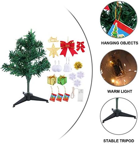 ABOOFAN Christmas Pine Tree Decor Pré Luzes Luzes de Luzes de Faixa Operada por Estrela Treça Bola Bow Feliz Natal Ornamento Interior Decoração de férias de Natal Interior 1 Conjunto de 30cm