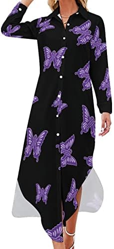 Vestido de borboleta de lúpus vestido de manga longa vestido casual maxi vestidos maxi para mulheres