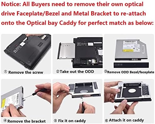 2º disco rígido óptico HD SSD Caddy Frame Bandey para ASUS F5GL Substitua TS-L633A DVD