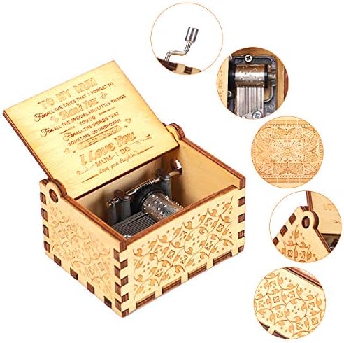 Sibosun Music Box Hand Crank Graved Musical Box- U R My Sunshine Mecanism Antique Vintage Presente Personalizável