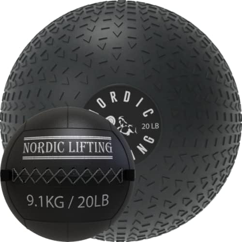 Nordic Lifting Slam Ball 20 lb pacote com bola de parede 20 lb