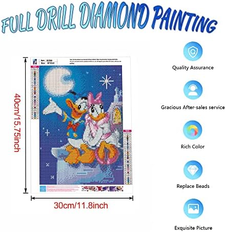 DIY 5D Diamond Painting By Numbers Kits para adultos, Donald Duck Donald Donald de 16 x12 na luz da lua pinturas DIY