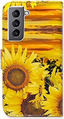 Caixa BCOV Galaxy S21, Girassóis capa de capa de telefone do céu com um suporte para o slot de cartão para o Samsung Galaxy S21