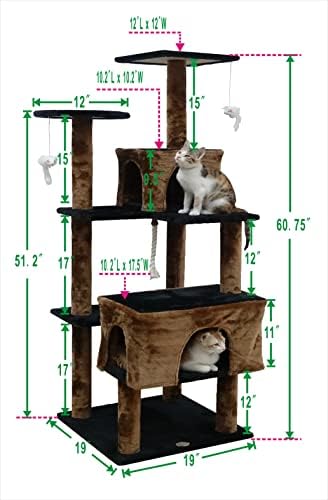 Go Club Club 61 Cat Tree Kitty Scratcher Kitten Tower House Furniture com duas camas de condomínio para gatos