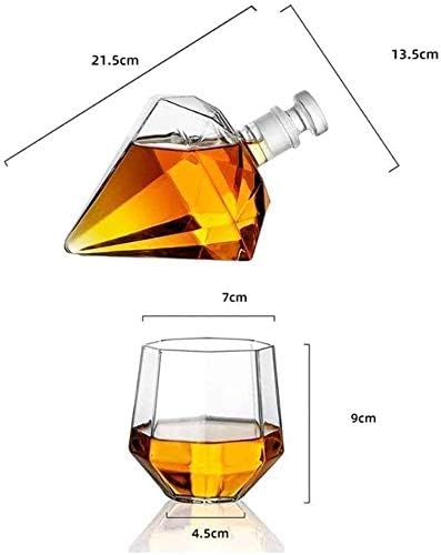 Whisky Decanter Creative Whisky Decanter Globe Set, Glassware de Diamond Shape, com 2 óculos e conjunto