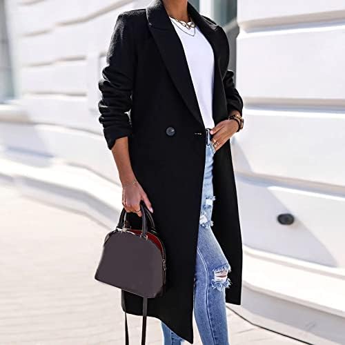 Lapla de lapela feminina de feminino Shusuen Outwear de inverno casaco sólido Slim Mid Length