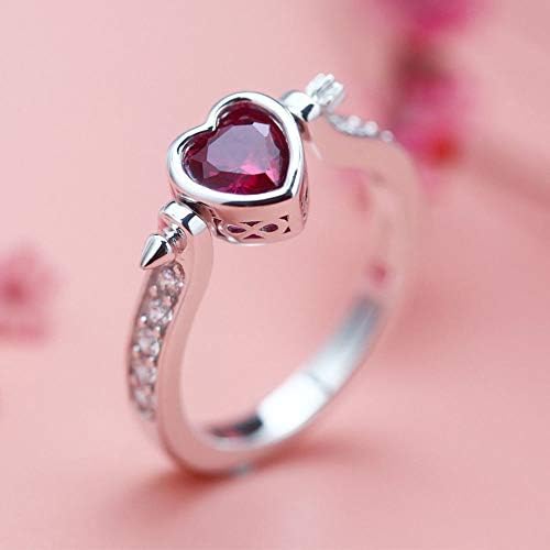 T-Jewelry Zircon Red Heart Crystal 925 Prata Prazed Feminino anel de noivado de casamento Presentes