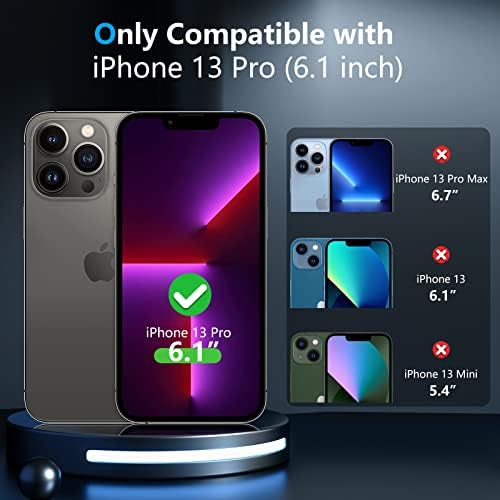 Red2Fire para iPhone 13 Pro Case, [Proteção de gota de grau militar] [Protetor de tela de vidro + protetor de lente da câmera] Caso de choque de corpo inteiro pesado para iPhone 13 Pro 6,1 -Black