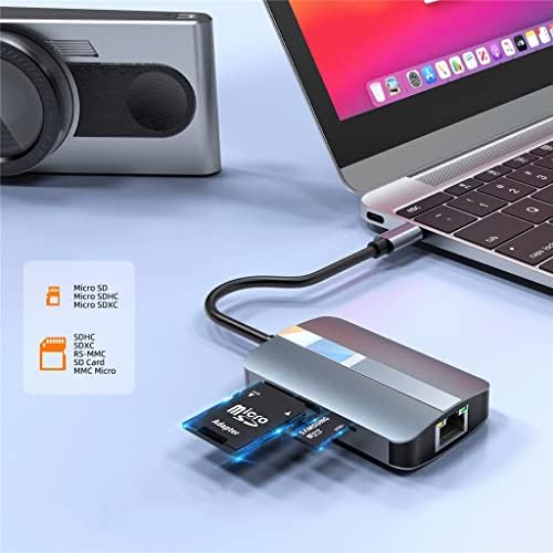 Adaptador de cubo USB C USB C 5 em 1 USB3.0 Hub Tipo-C para RJ45 Splitter de placa de rede com porta 100 MB/s TF SD
