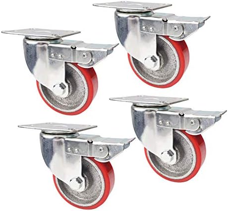 Casters giratórios de Yzjj, lançador de móveis universais planos, rodas de rodízios com freio, substituição para carrinhos de compras, carrinho de mão, ferramentas, móveis móveis
