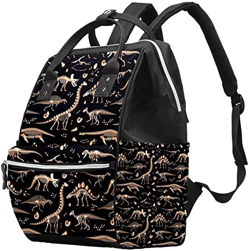Mochila VBFOFBV Backpack, grandes sacos unissex, pacote de viagens multiuso para os pais, esqueleto de dinossauro de animais de desenho animado
