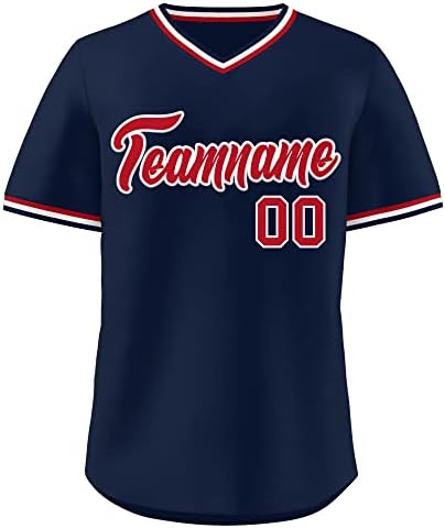 Homens de beisebol juvenil de homens personalizados Número costurado Número Classic V-Baseball Baseball Active Tam camiseta
