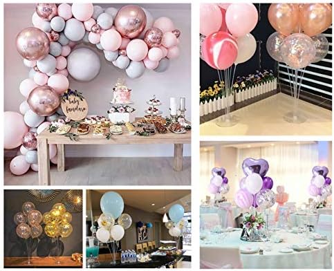 7 Pack Ballon Centerpipe Stands com cadeia de guirlanda de balão e gravata de balão, base de kit de suporte de coluna de balão e poste para a mesa de aniversário de bebê decoração de casamento no chá de bebê