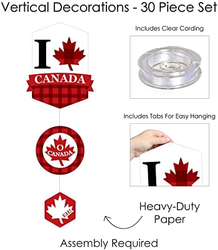 Big Dot of Happiness Canada Dia - Partido canadense pendurado decorações verticais e redemoinhos de decoração pendurada pacote virtual