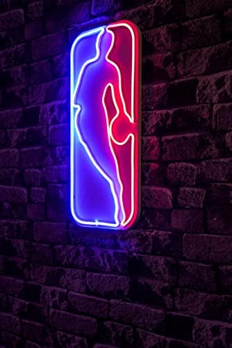 Sinal de neon de basquete de 20 , Made Led Made Led Neon azul vermelho de basquete de luz de luz