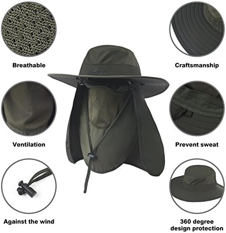 Koolsoly Fishing Hat, Sun Cap With UPF 50+ Proteção solar e aba do pescoço, para homem e mulheres