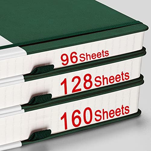AHGXG Bullet Dotted Journal - 320 Páginas numeradas notebook Dot Grid A5 Gross Journal, papel pontilhado de 100gsm de espessura, capa dura de couro, bolso interno, 5,75 '' × 8,38 '' - verde