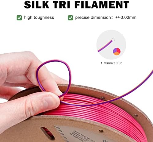 ERYONE PLA Filamento 1,75 mm para impressora 3D - Precisão dimensional de pacote de filamentos multicoloridos