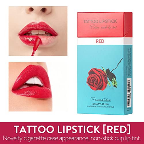 Kayswang 20pcs Lipstick de tatuagem de cotonete de algodão, batom de batom de tatuagem Torno lábio