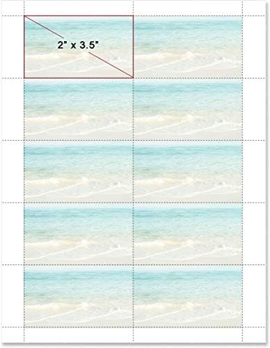 Cartões de visita de cena à beira -mar, estoque de capa de 65 lb, 2 x 3 1/2, pacote de 500