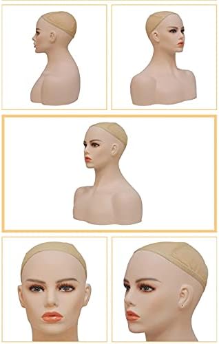 Ruixflr fêmea de cabeça feminina com ombro, maquiagem natural de cabeça de manikin para brincos de perucas, colar de lenços exibindo