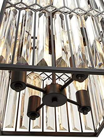 DeCo 79 Grande Metal Retangular Metal e Candelador de Vidro Chanfado com Bulbos Edison, 13 ”x 22”