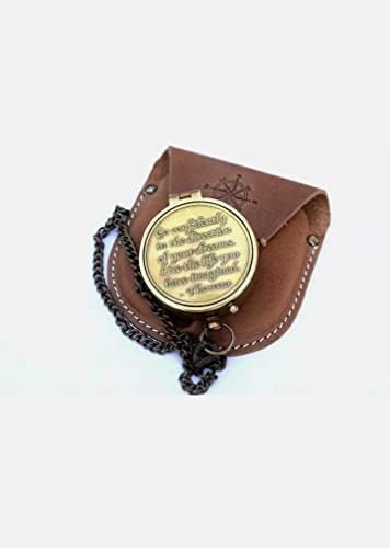 1,5 Caixa de couro de bolso de bronze de 1,5 Ferramenta de navegação atraente de cor atraente Antique