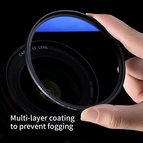 Filtro UV MC de 46 mm de K&F, super fino/alta transmitância/anti-reflexivo, para lente de câmera + limpeza de