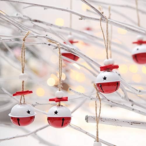 ABAODAM 6PCS de Natal vermelho e branco Bell Iron Iron DIY Acessário Mini Hollow Out Bell pendurado pingente de adereços decorativos decoração