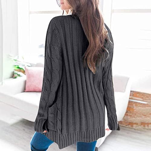Cor de tamanho sólido feminino Cardigan Premium Knit Sweater com blusas de cardigã longas grandes de