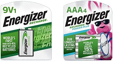 Energizer Baterias AAA recarregáveis, energia de recarga mais bateria AAA e pacote de combinação de bateria