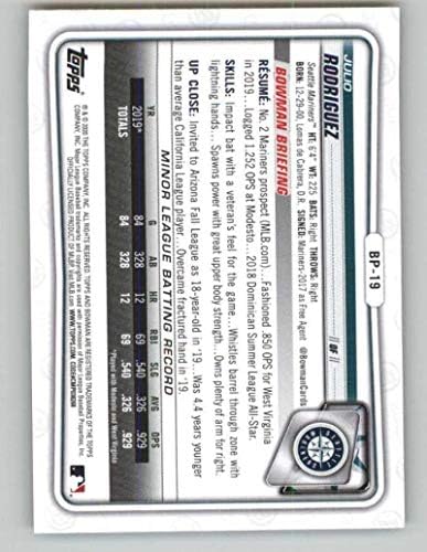 2020 Bowman Prospects Camo BP-19 Julio Rodriguez RC Rookie Seattle Mariners MLB Baseball Trading Card