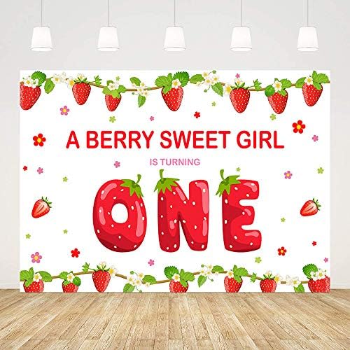 Mehofond Sweet Strawberry Tema 1º Primeiro Festo de Festa de Aniversário Decoração do Berry Sweet Girl One Ano Fotografia Bobagem Tabela de Presente Photo Props Banner Suprimentos Vinil 8x6ft