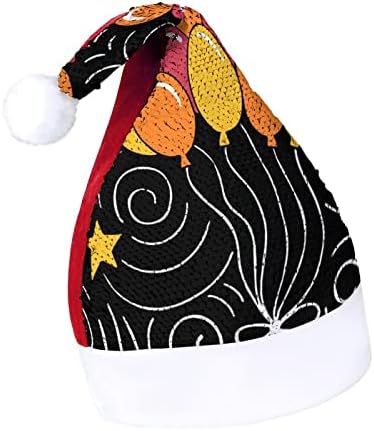Feliz aniversário, lantejoulas de chapéu de Natal Papai Noel Cap engraçado impressão engraçada para homens Mulheres Decorações de festa de férias de Natal