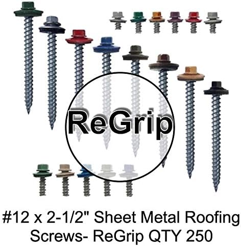 Parafusos de telhado de metal: 12 x 2-1/2 galvanizados/zinco hexadecimal chapéu de teto de teto