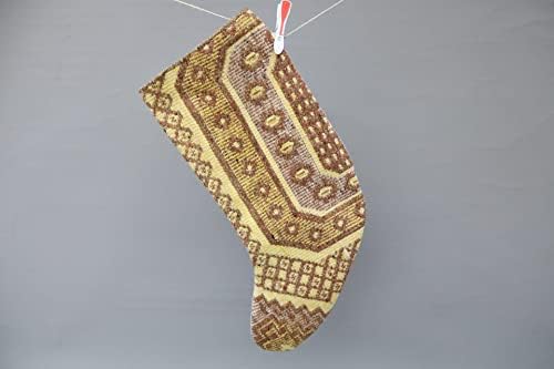 Sarikaya Pillow Gift Stocking, Calmas de Natal, meia vintage, meia natural de Kilim, estocagem artesanal