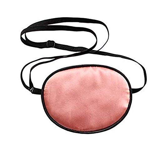 2 peças de olho de seda, manchas de olho macio ajustáveis ​​elásticas e elásticas para o olho preguiçoso amflypia strabismus para adultos preto e rosa