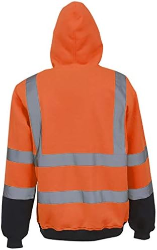 XXBR Men's Road Work Hoodies, moletom com moletom com capuz Workwear Outdoor Reflexivo Alta visibilidade Pullover brilhante