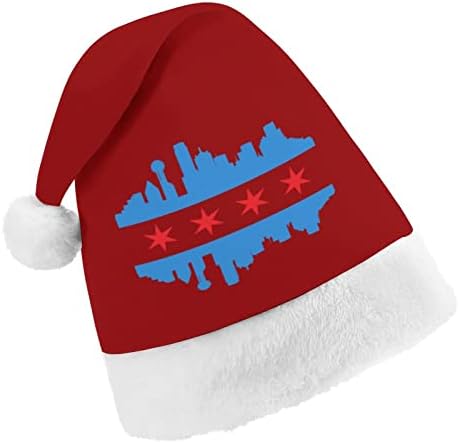Bandeira de Chicago com edifícios horizonte unissex clássico chapéus de natal