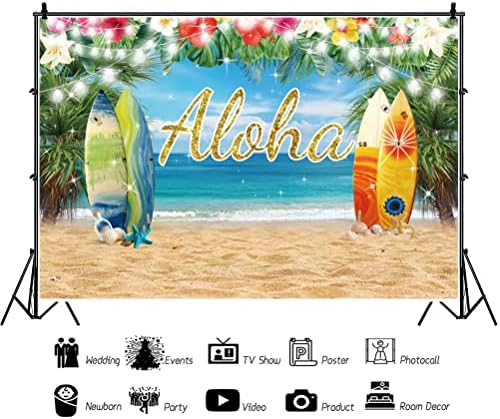 Aloha cenário de 10x8ft tecido de verão na praia havaiana praia de aniversário tropical festa cenário luau fotografia pano de fundo tiki temas eventos de fundo de verão