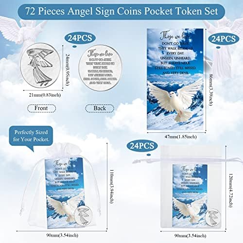 Conjunto de 24 Memorial Angel Sinal de moedas Conjunto de bolso funerário Pocket Guardian Pocket