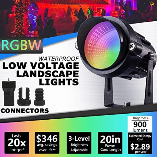 SUNVIE RGBW Kit de iluminação paisagística de baixa tensão com transformador e timer 12w 12-24V LED ao ar livre
