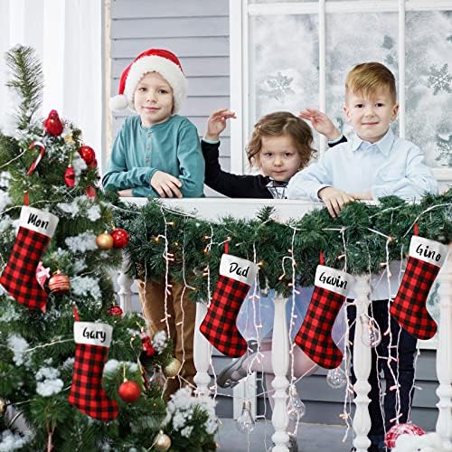 Tatuo 12 pacote meias de estopa de natal 17 polegadas de 17 polegadas de Natal decoração de árvore de árvore de árvore de festas de festa com 4 folhas letra preta adesiva adesiva de vinil adesivos