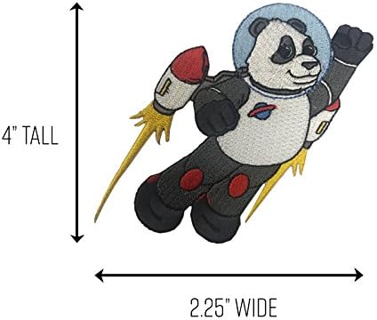 Hat Space Space Astronauta Panda Rocket Jet Die Cut 4 x 2,25 Ferro em apliques de patch