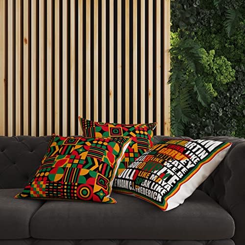 Farmnall Linen Juneteenth Pillow Capas 18x18 Conjunto de 4 Kinara Africa Mapa Decoração Afro
