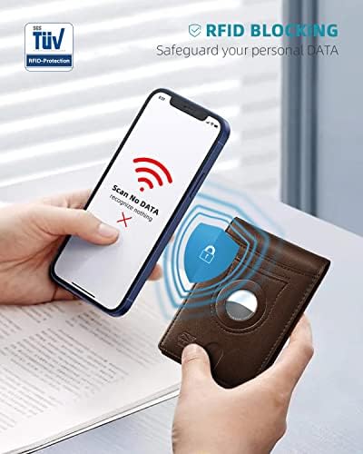 Zitahli Airtag-Wallet-Mens-Slim-RFID CAULHA COM CATO DE Airtag 10 slots de cartas Slim com janela de identificação