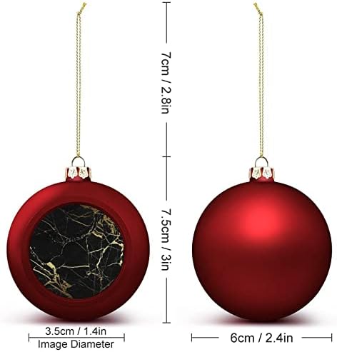 Bola de Natal de textura de mármore dourada e preto Ornamentos suspensos à prova de batedores para decorações