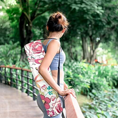 Laiyuhua Yoga Mat Bag, bolsa de ginástica de ioga com zíperas duplas para mulheres e homens - zíperes lisos, abertura grande em forma de U e alça ajustável, se encaixa na maioria dos tapetes na flor na flor na flor